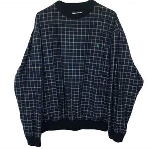 Vintage Ralph Lauren Polo Golf Tartan Blue Plaid Pullover Jacket Large USA